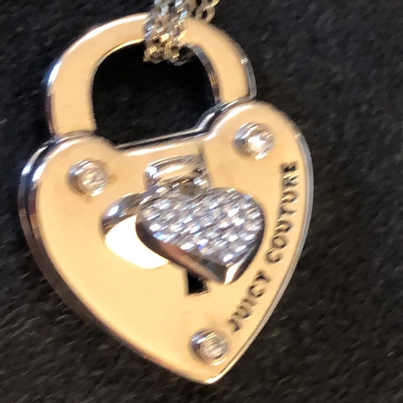 VINTAGE 2000 JUICY COUTURE SILVER HEART KEY PADLOCK PENDANT NECKLACE . - Picture 6 of 10